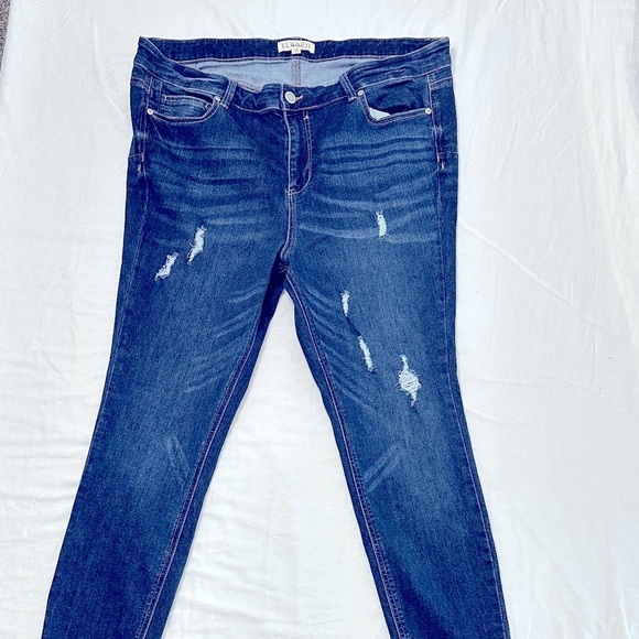 Elodie Women's Dark Blue Distressed Skinny Jeans - Picture 1 of 3